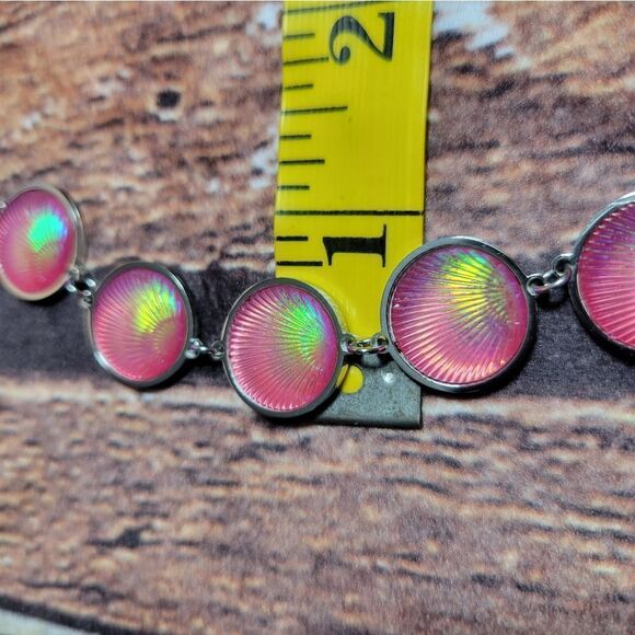 Pink Topaz Seashell Charm Station Bracelet - Picture 8 of 11